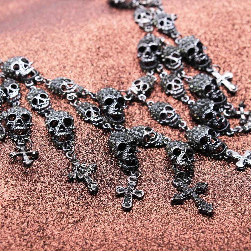 Fashion Skeleton department Skull cross crystal Jewelry