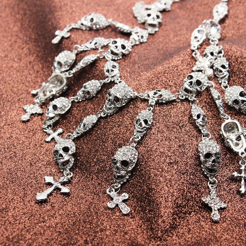 Fashion Skeleton department Skull cross crystal Jewelry