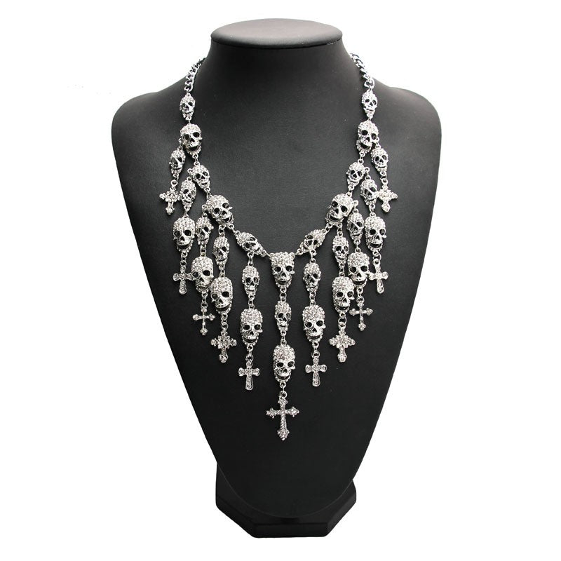 Fashion Skeleton department Skull cross crystal Jewelry