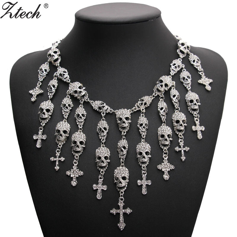 Fashion Skeleton department Skull cross crystal Jewelry