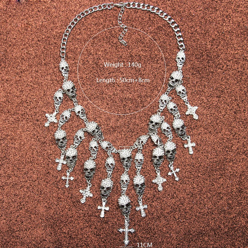 Fashion Skeleton department Skull cross crystal Jewelry