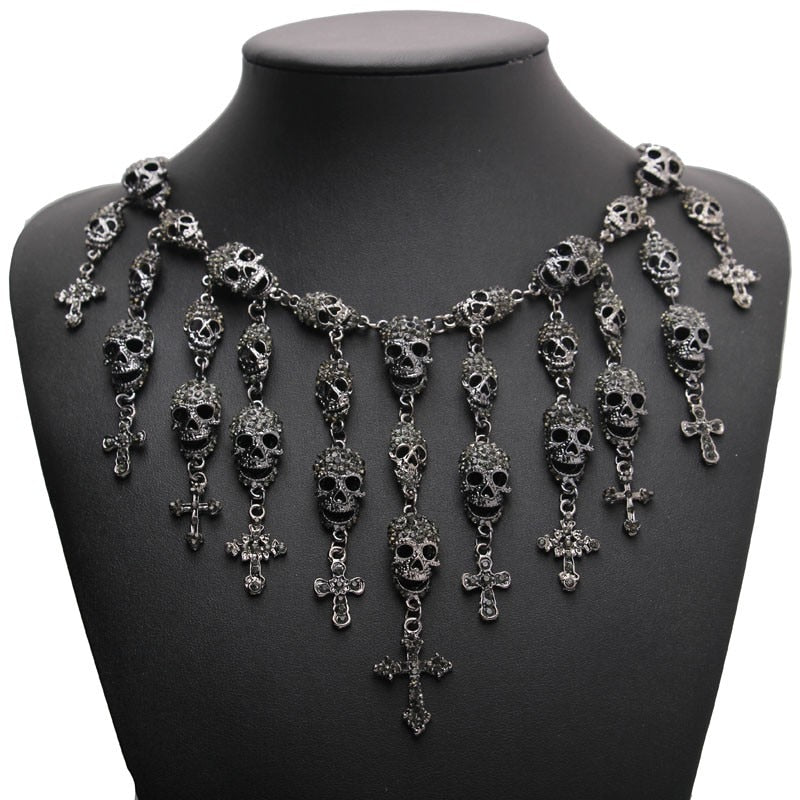 Fashion Skeleton department Skull cross crystal Jewelry