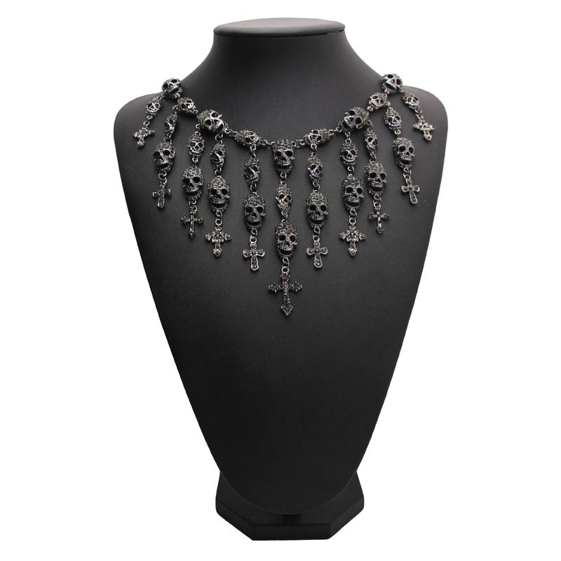 Fashion Skeleton department Skull cross crystal Jewelry